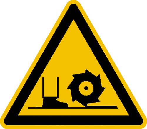 Warnschild Fräswelle Folie selbstklebend 50mm 10St.