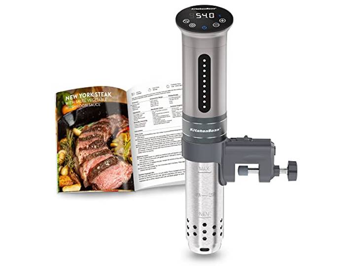 KitchenBoss Sous Vide Garer Stick Präzisionskocher 1100W 360° Zirkulation 40℃-90℃ Temperaturbereich IPX7 Wasserdicht LED Touch Display