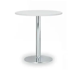 Runder Konferenztisch, Bistrotisch FILIP II, Durchmesser 80 cm, verchromtes Metallgestell, weiße