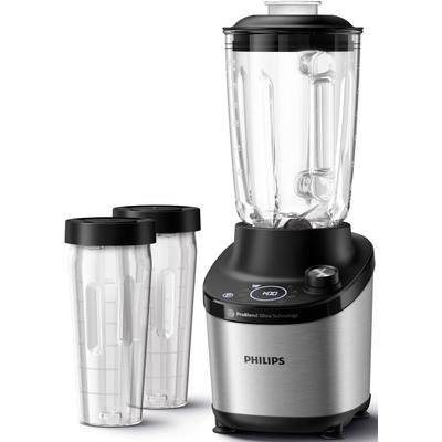 PHILIPS Standmixer "HR3760/10 7000 Series, mit ProBlend Ultra-Technologie", silber (schwarz, silberfarben), B:16,7cm H:44,2cm T:21,6cm, Zerkleinerer, 2L-Glasbehälter und Schnellauswahlprogrammen; Metallic/Schwarz