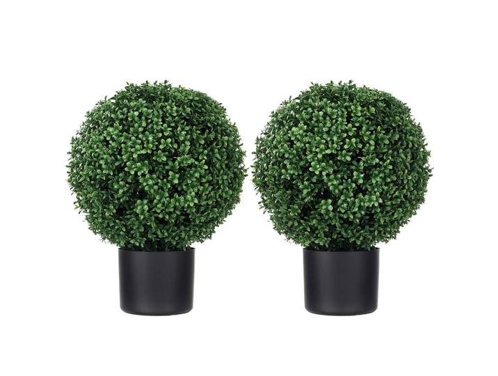 ComfortXL Kunstpflanze De-08559 2er-Set Buchsbaum Grün, Kunststoff, 52 cm, Dekoration, Blumen & Blumentöpfe, Kunstpflanzen