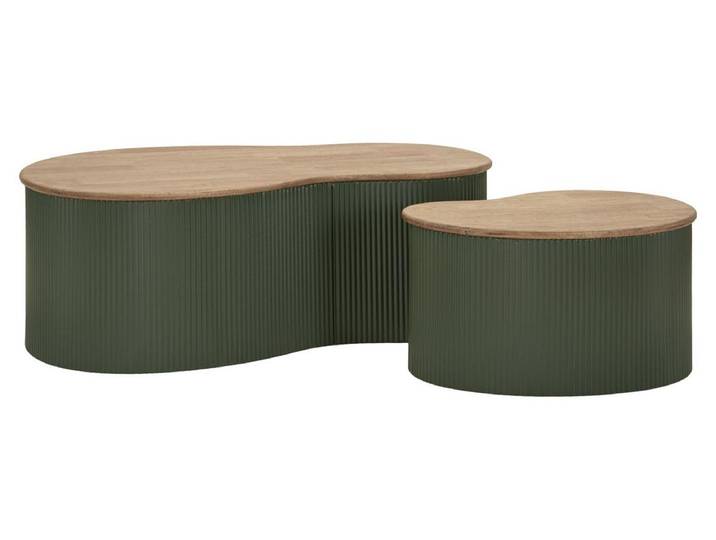 Tables basses Frankfurt vertes — paire en bois d'hévéa et métal
