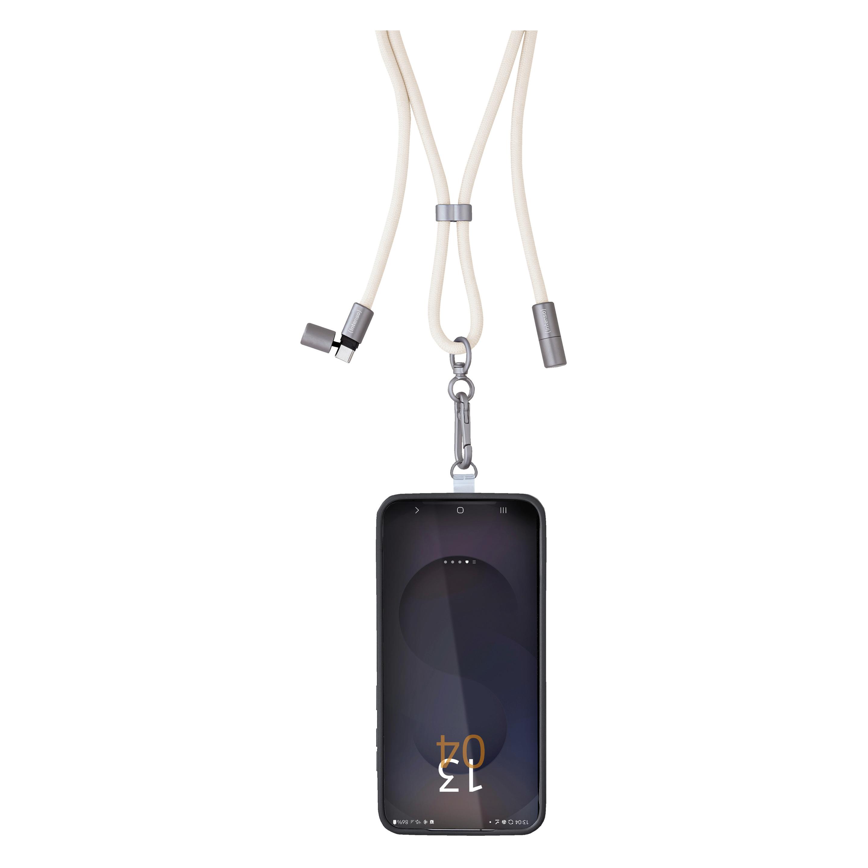 Intenso Handykette als Lade- + Datenkabel USB-C bis 1,65m beige (1.65 m, USB 2.0, 60 W) (7991001)