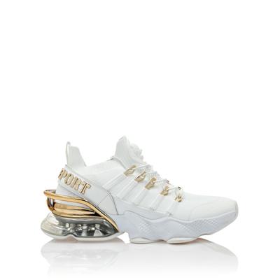 Sneaker PLEIN SPORT "Tiger", Damen, Gr. 46, Normalschaft, weiß (0116, weiß, gold), Schuhe Sneaker