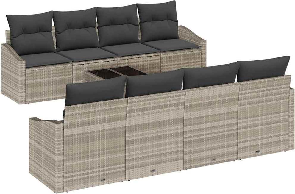 vidaXL Sofa Set 9 stk. Hellgrau [Synthetisch]: Poly Rattan