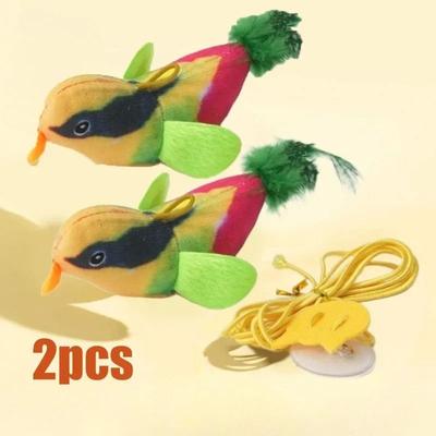 Uplift Picks Wall Hanging Bird Cat Toy With Sound And Catnip green (2 Pcs)