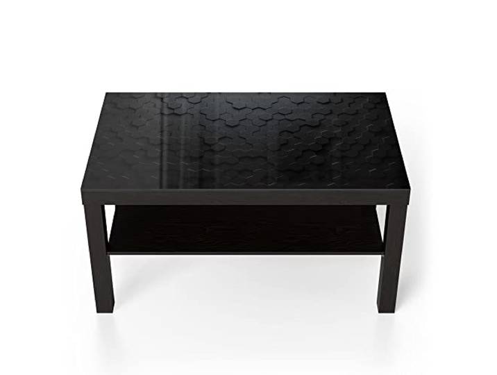 DEQORI Glastisch schwarz groß 90x50 cm Motiv Abstrakte 3D-Struktur ausgefallener Beistelltisch aus Glas Hochglanz Couchtisch fürs Wohnzimmer moderner Couch Tisch mit Design