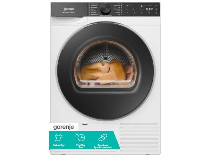 Gorenje D5G68C Trockner/Kondensation mit Wärmepumpe /8kg /15 Programme/ConnectLife/Made in EU/FastDry Pro/TwinAir/Feuchtesensor/NatureDry/Anti-Allergie/Trockner Synchronisation/EEK: D