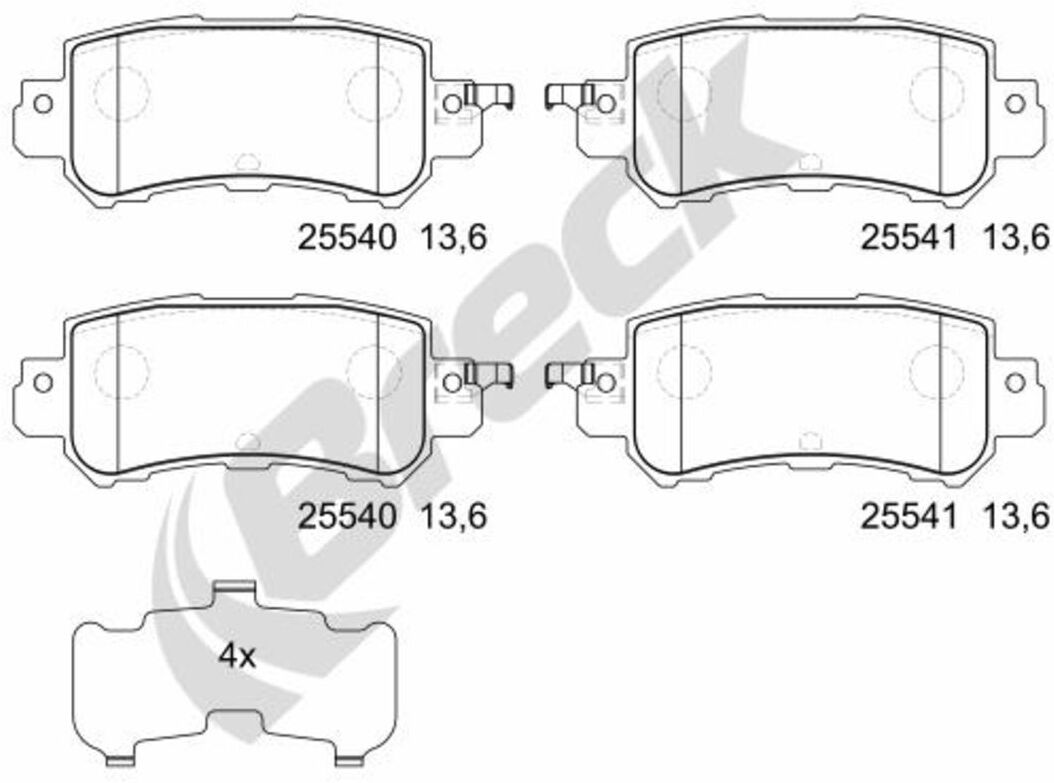 Bremsbelagsatz BRECK 25540 00 702 00, Hinten