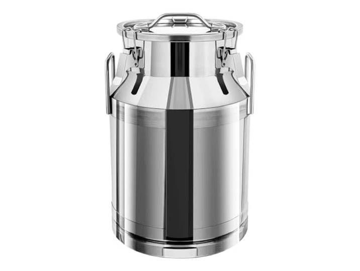 HazLope Edelstahl-Milchkanne 30L, Vorratsbehälter mit Dichtring & Griff, rostfrei, für Gastronomie & Küche, 32x48 cm