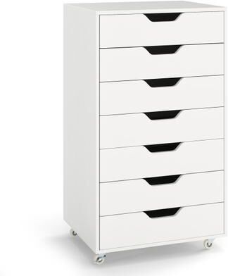 Costway 7-Drawer Chest Storage Dresser Floor Cabinet Organizer with Wheels-White