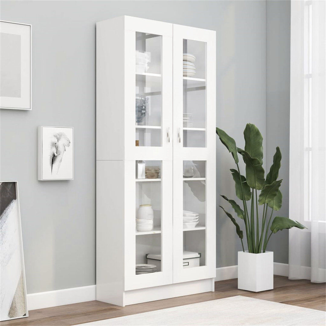 Ebern Designs Eunike Display Cabinet White 185.5cm H X 82.5cm W X 30.5cm D