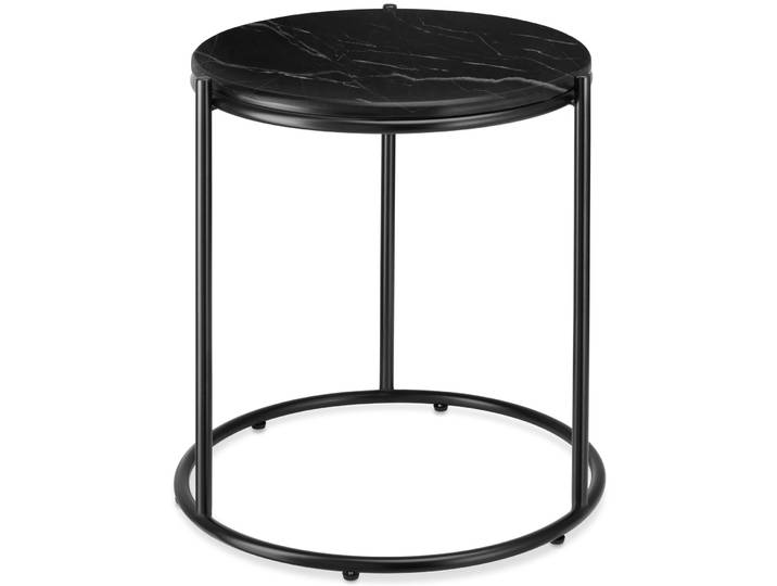 Table d'appoint ELSA aspect marbre et structure en acier - noir/noir, par pièce