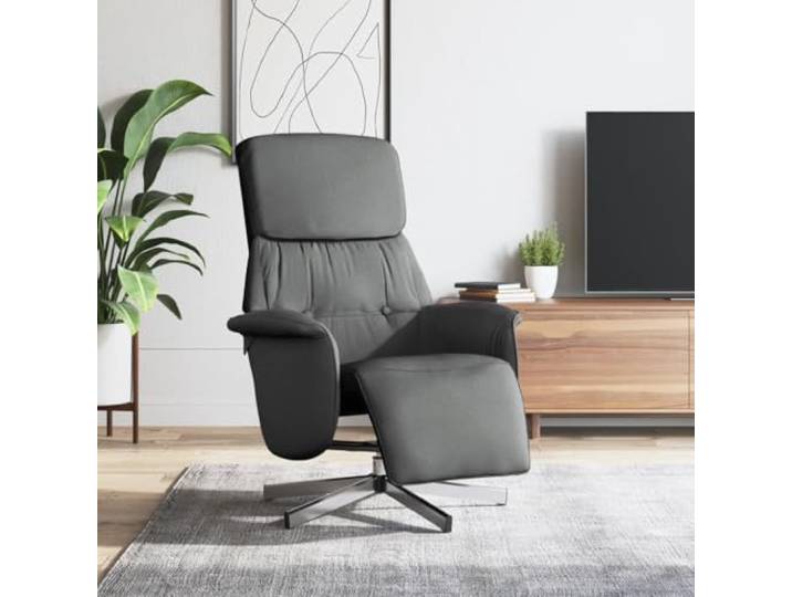 WHOPBXGAD Stoff Verstellbar Mit Fußteil Dunkelgrau Relaxsessel mit Fußteil Dunkelgrau Stoff, manuell verstellbar 105-125 Grad, 360 Grad drehbar, dicke Polsterung, stabile