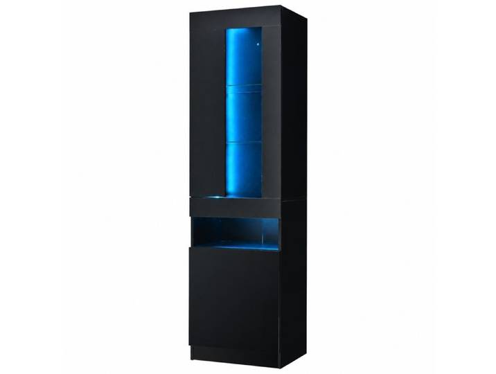 Vitrine LED Noire Meuble Vitrine Salon 50x40x180 cm Haute Brillance