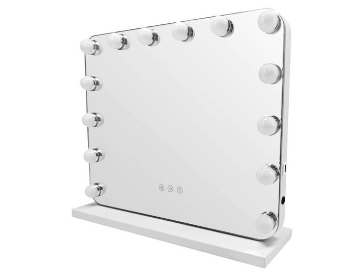 ZMH Schminkspiegel Draveth 50/12/40 cm, Weiß, Glas, Metall, Mode, Rechteckig, 12x40x50 cm, Spiegel