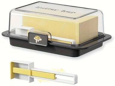 Uplift Picks Refrigerator Butter Container With Lid Butter Dish And Cheese Organizer Box black