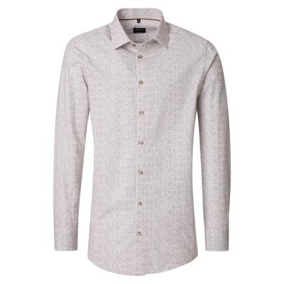 Businesshemd VENTI "VENTI Businesshemd Langarm Print", Herren, Gr. 40, Normalgrößen, beige, 100% Baumwolle, bedruckt, schmal, Hemden