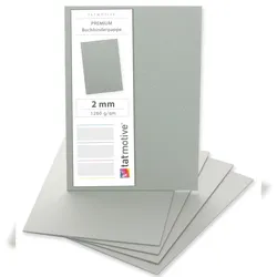TATMOTIVE Buchbinderpappe 20 Stück DIN A3, 2mm 1260 g/qm Modellbaupappe, Bastelkarton, Graupappe