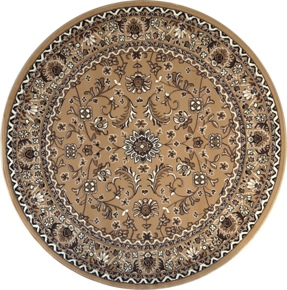 Nain Klassiek Rond Laagpolig Oosters Vloerkleed Vintage Tapijt - Beige - Ø 200 cm