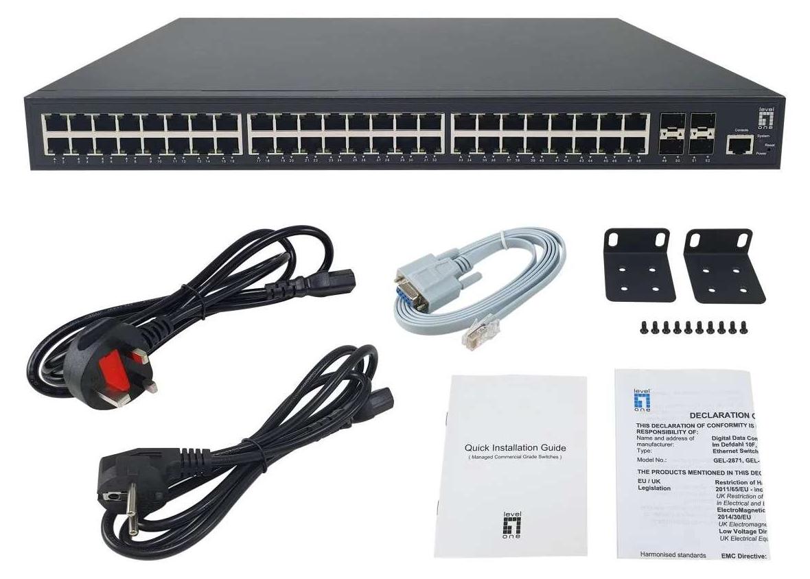 LevelOne GTP-5271DP, Managed, L2/L3, Gigabit Ethernet (10/100/1000), Power over Ethernet (PoE), Rack-Einbau, 1U