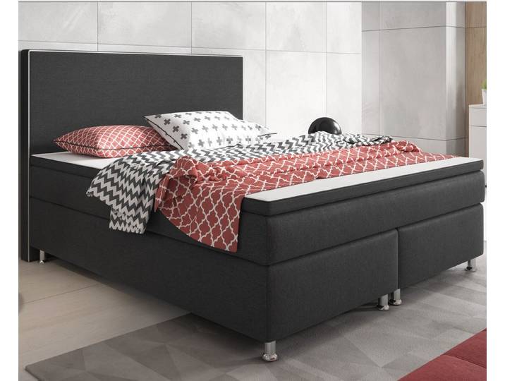 Homeline Boxspringbett Boxspringbett 180x200 Anthrazit/Schwarz Bett Komfortbett Bett (Set Angebot), Mit/Topper