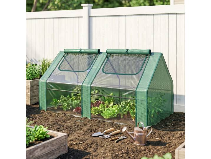 Outsunny Mini Serre Tunnel Acier PE Vert 180x90x90cm