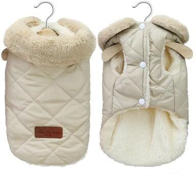 Happy Pet Pantry Winter Pet Jacket: Super Warm Clothes With Fur Collar For Small Dogs Cotton Outfits XL 3