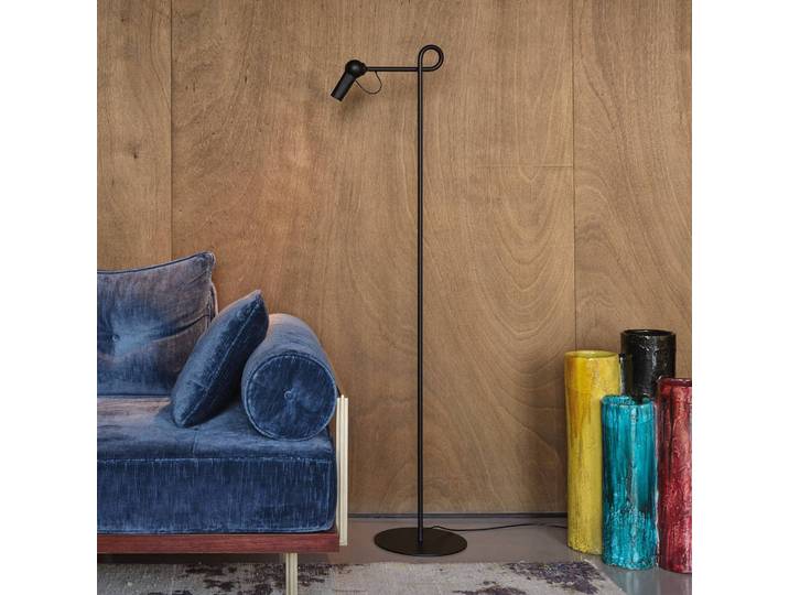 LED-vloerlamp Bird, dimbaar, zwart, Woon-/ Eetkamer, metaal, LED vloerlamp