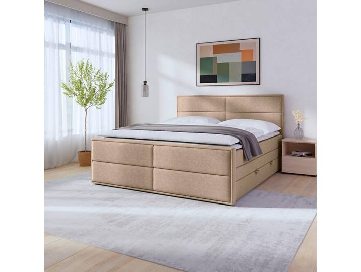 Livetastic Boxspringbett, Natur, Holz, Metall, Kunststoff, Karton, Birke, Buche,Birke, Buche, teilmassiv, Hartholz,teilmassiv, Hartholz, H4, Höhe ca. 16 cm, 180x200 cm, Bettkasten, Federkernmatratze, Schlafzimmer, Betten, Doppelbetten