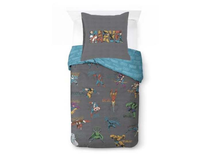 Marvel Comics Superhelden Bettwäsche-Set 100% Baumwolle, Grau