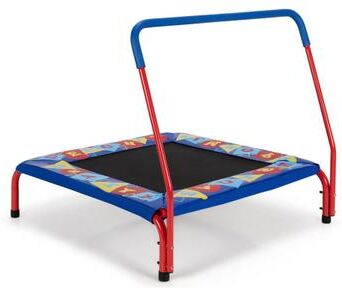 Costway 36 Inch Kids Indoor Outdoor Square Trampoline with Foamed Handrail-Blue