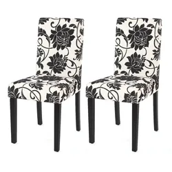 2er-Set Esszimmerstuhl Stuhl Küchenstuhl Littau ~ Textil, jacquard, dunkle Beine