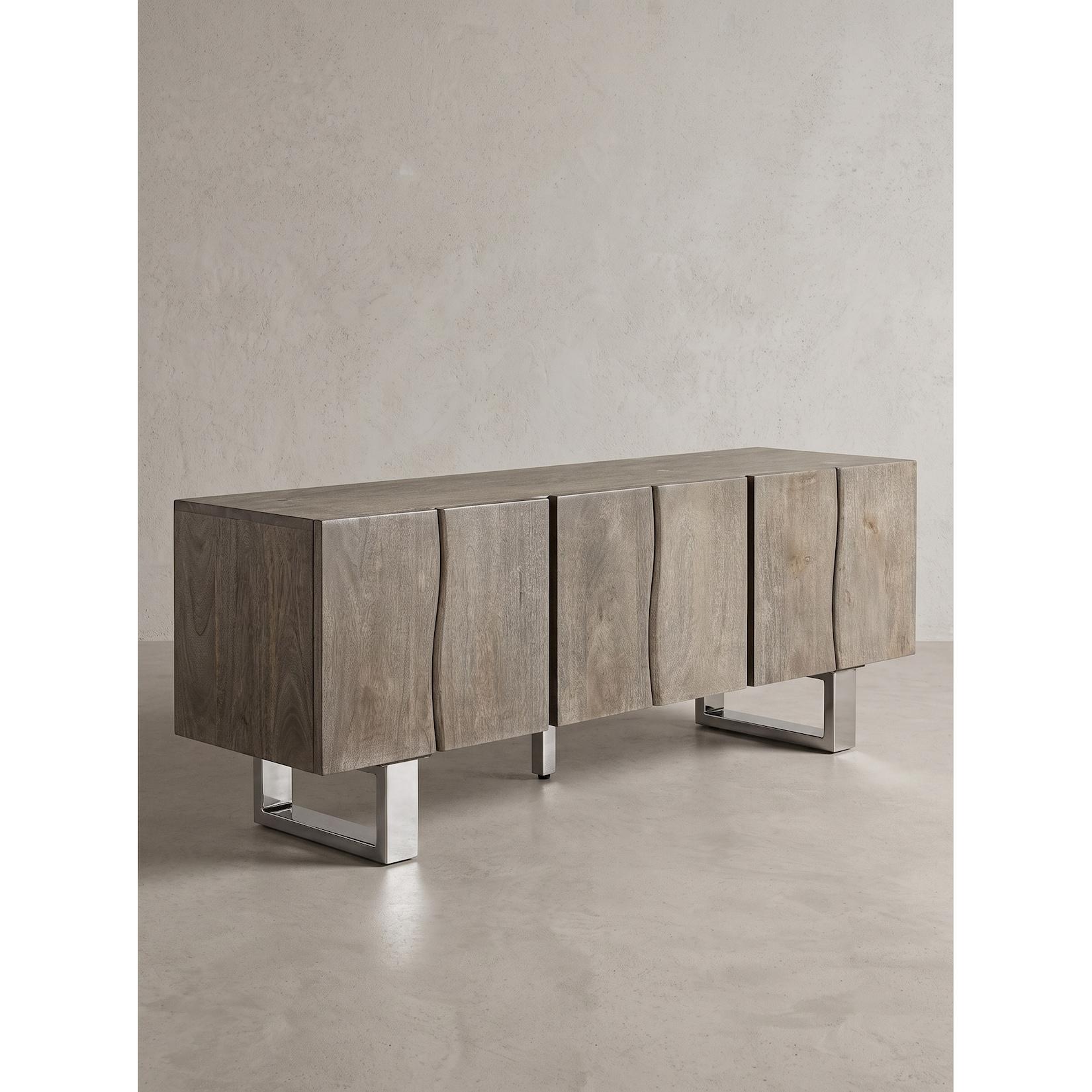 Lowboard Akazie Massivholz Akazie-Grau 160x46x56 cm Kadima
