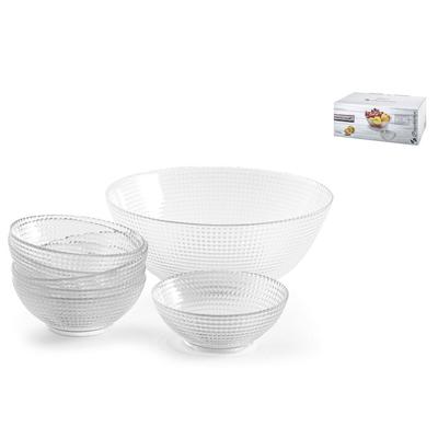 7-teiliges Set Mazedonien Generation in Klarglas. bestehend aus 1 Schale 24 cm und 6 Tassen cm