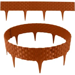 Rasenkante Rattanoptik I Terracotta I 12x80 cm Module I Kunststoff Beeteinfassun...