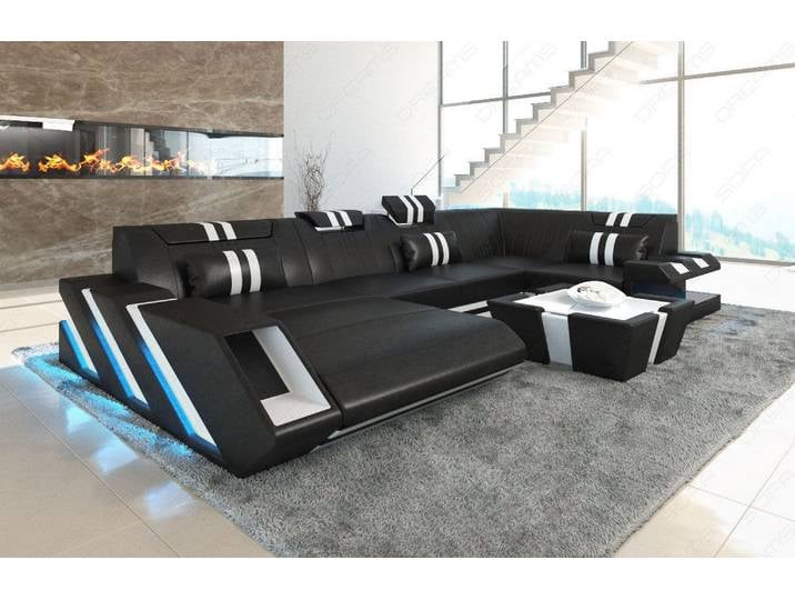 Wohnlandschaft Couch Apollonia U-Form in Leder