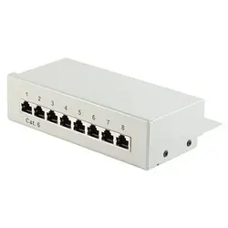 Patchfeld-Mini Patchpanel/ Patchfeld Cat.6 Desktop Gehäuse 8-Port lichtgrau