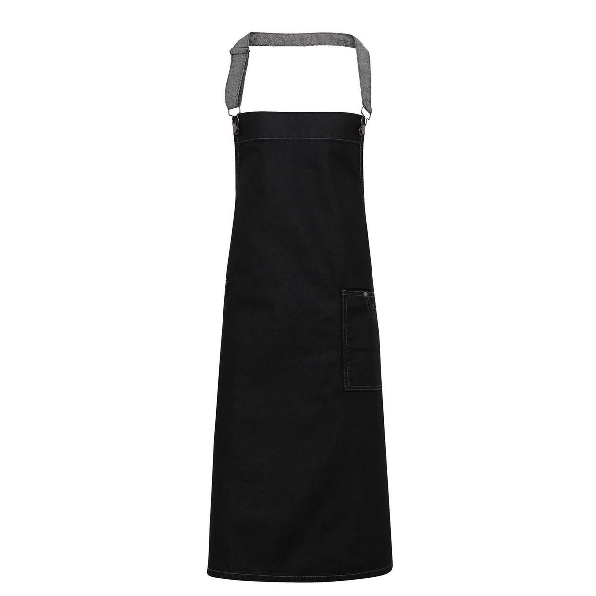 Premier District Denim Bib Schort met waslaag (Zwarte denim)