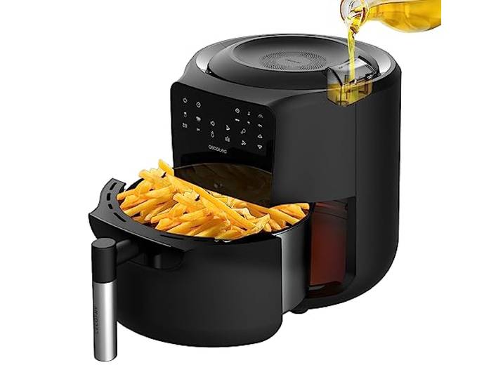 Cecotec Friteuse à Air sans Huile de 5\,5L Cecofry Rain Air Fryer 1550W Pulvérisateur d'Huile Intégré\, Pulvérisation Automatique et Manuelle\, Panneau de Commande Tactile\, Thermostat\, Auto-nettoyage