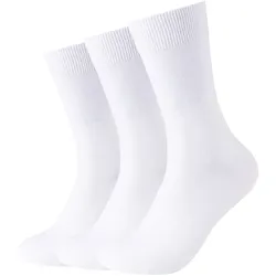 3er Pack camano Comfort Baumwoll Crew Socken 1000 - white 35-38
