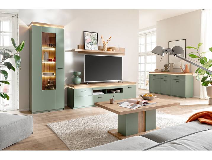 TV-Lowboard Spanplatte, beschichtet Grün/Salbei 195cm