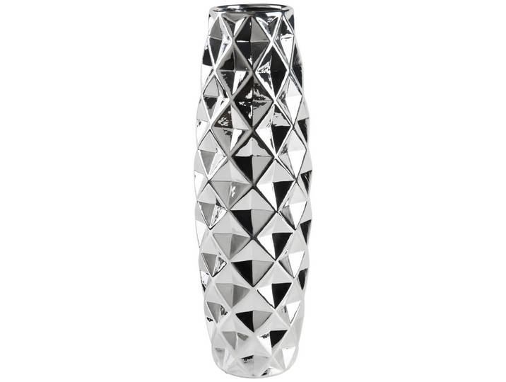 Ambia Home Vase, Silberfarben, Keramik, rautenförmig, 47 cm, handgemacht, Dekoration, Vasen, Keramikvasen