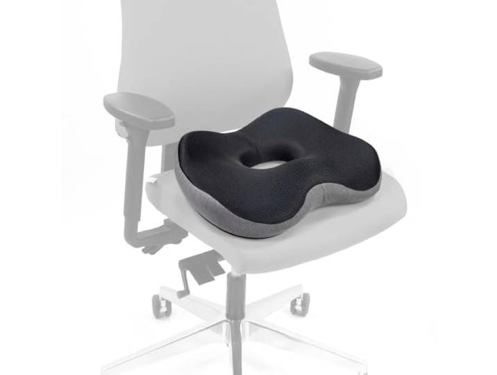 hjh OFFICE Coussin d'assise hémorroïdaire MEDISIT VI Coussin Ergonomique pour Coccyx avec Effet mémoire\, Housse Amovible & Lavable\, Rembourrage Mousse\, Noir