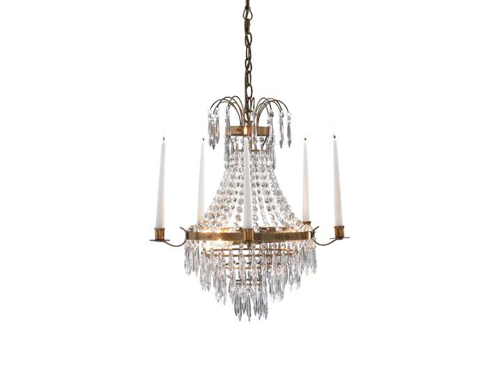 Lustre 3xE14 laiton antique et transparent