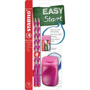 Stabilo Schreibset EASYgraph S, B-56673-3, 4-teilig, Bleistift HB, Rechtshänder, Radiergummi und Spitzer
