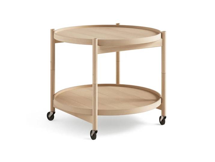 Brdr. Krüger Bølling Tray Table model 60 Servierwagen Buche geölt, Buchenholzgestell geölt