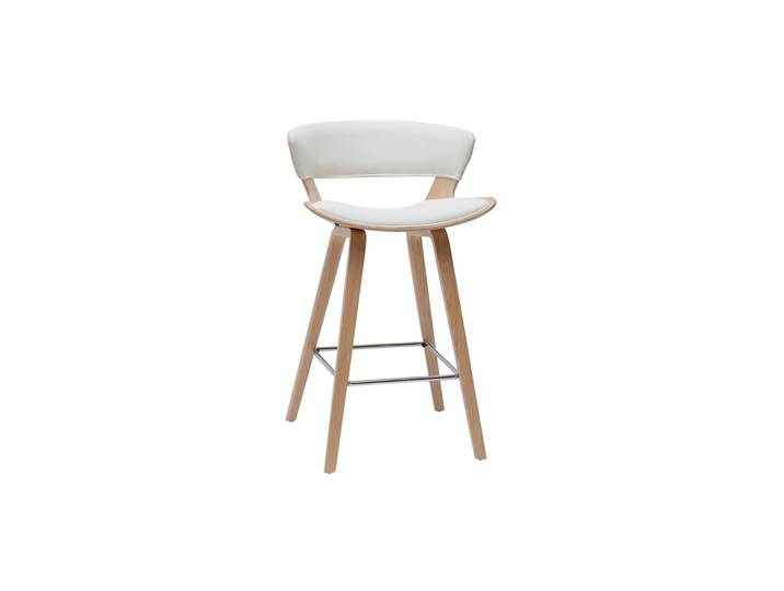 Tabouret de bar design blanc et bois clair H65 cm SYRAH