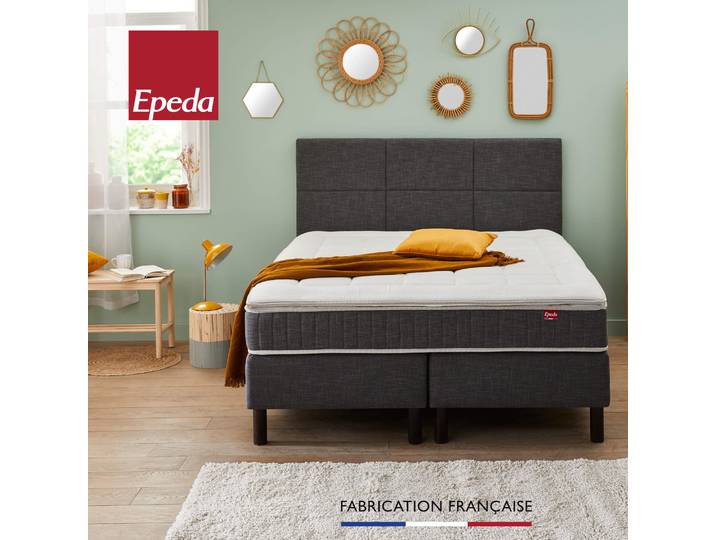 Ensemble boxspring 3 en 1 sommier + tête de lit + pieds Epeda ENCHANTEUR Chine gris 2x100x200