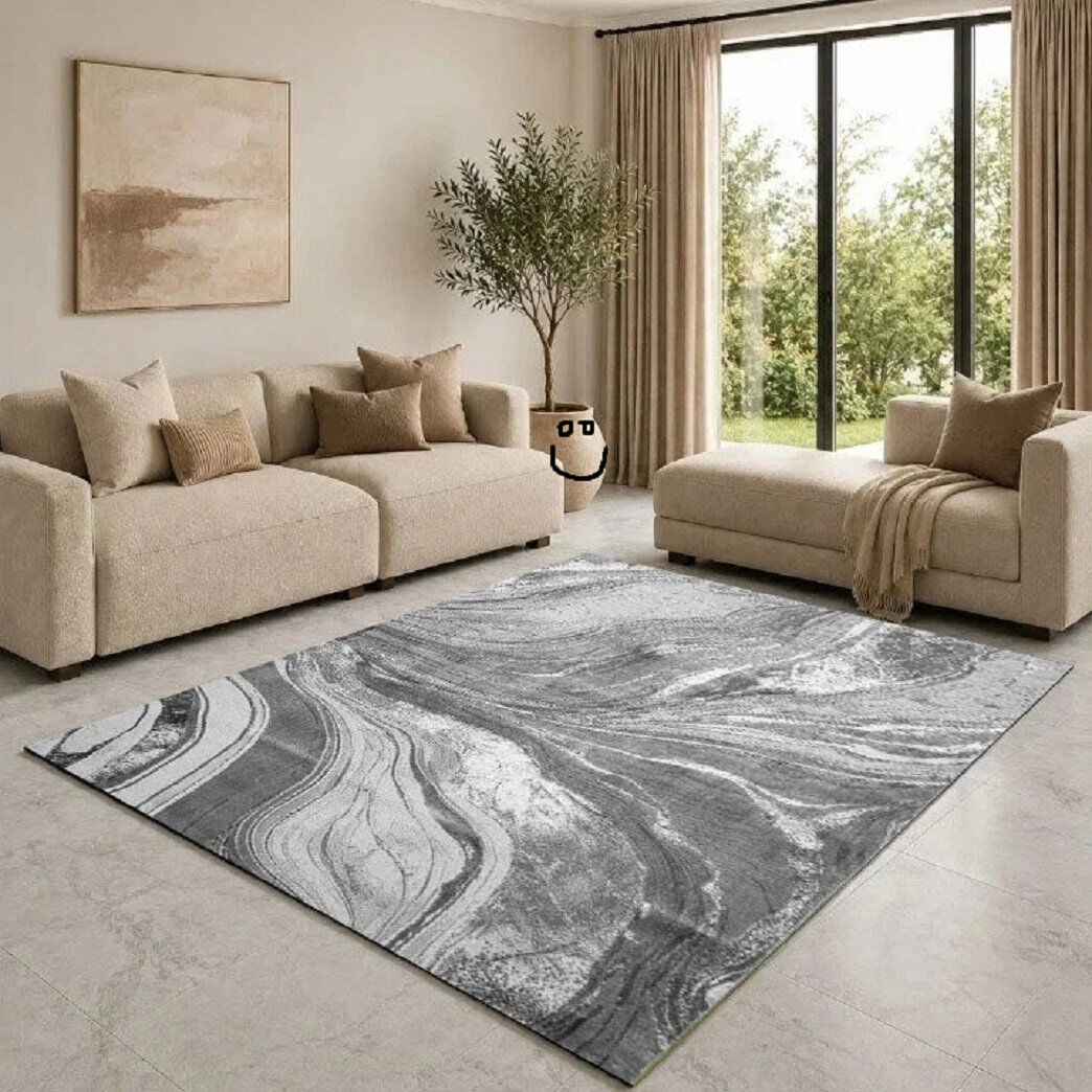 Brayden Studio Abstract Flokati Area Rug Silver Rectangle 160 x 230 cm